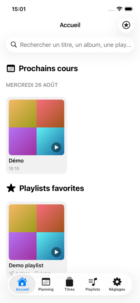 Écran d'accueil de GroupFitPro sur iPhone